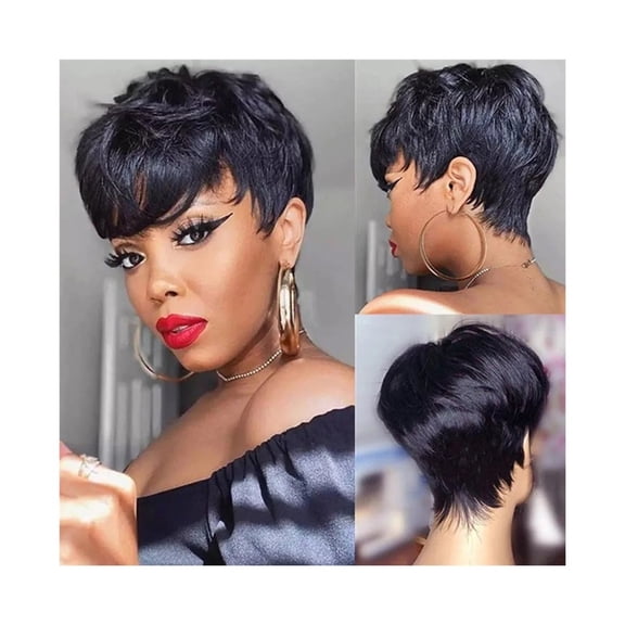Short Pixie Cut Wig Human Hair for Black Women with Bangs Short Wig Human Hair Wigs