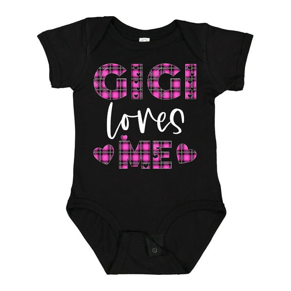 Inktastic My Gigi Loves Me Hearts in Pink Plaid Boys or Girls Baby Bodysuit