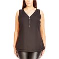 thumbnail image 1 of Blusa de punto con cremallera para mujer City Chic, negra, 16W, 1 of 1
