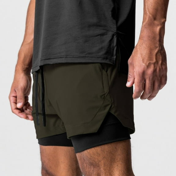 LYMAYTER Men Sweat Shorts for S-3XL 2 in 1 Athletic Shorts Quick-Dry Breathable Running Dual-Layer Shorts