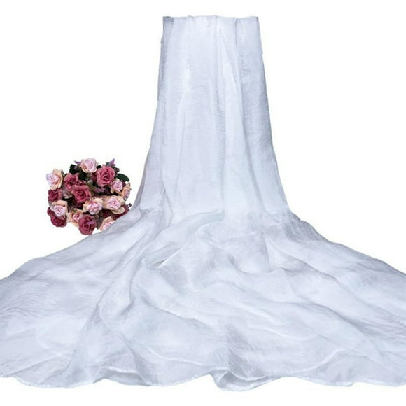 Qarigey Elegante y hermoso mantón de bufanda de noche de gasa para diversas ocasiones, chales y abrigos largos Accesorios de disfraces blanco
