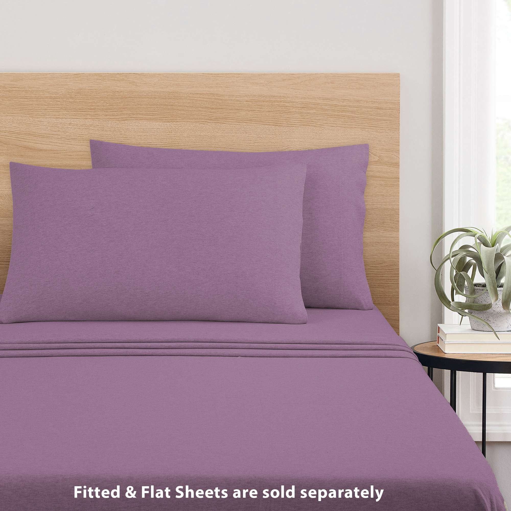 Mainstays Extra Soft Jersey Pillowcase Set, Standard/Queen, Lilac Bloom, 2 Pieces
