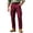 Wine, variant on Mens Cargo Pants Sevevn Button Fly Elastic Side Waist Large Flap Pockets Straight Leg Relaxed Fit Cotton Woven Trousers for Casual Work Daily Wear