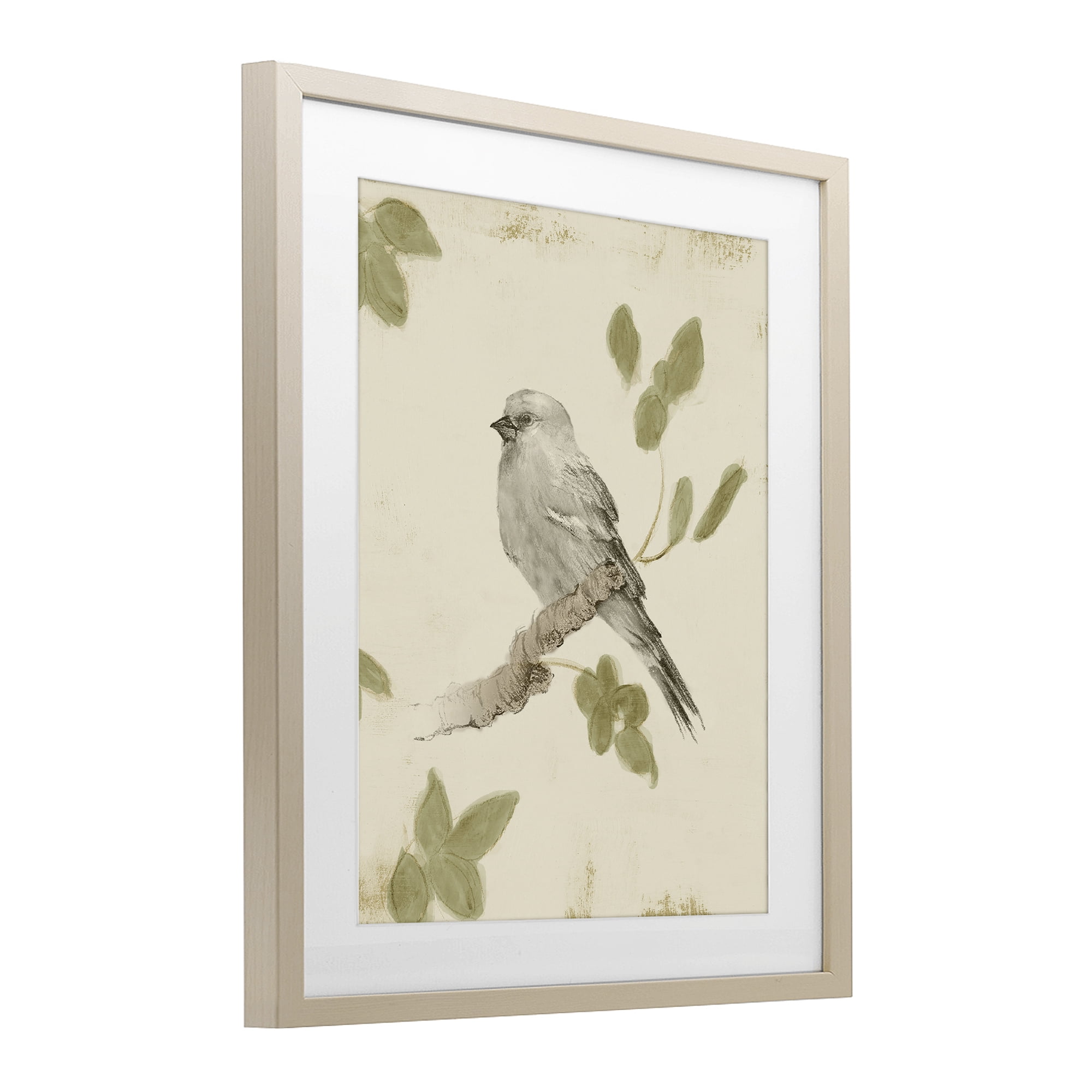 Stupell Industries Bird Scene on Neutral Birch Framed Print Under Glass, design by Lanie Loreth