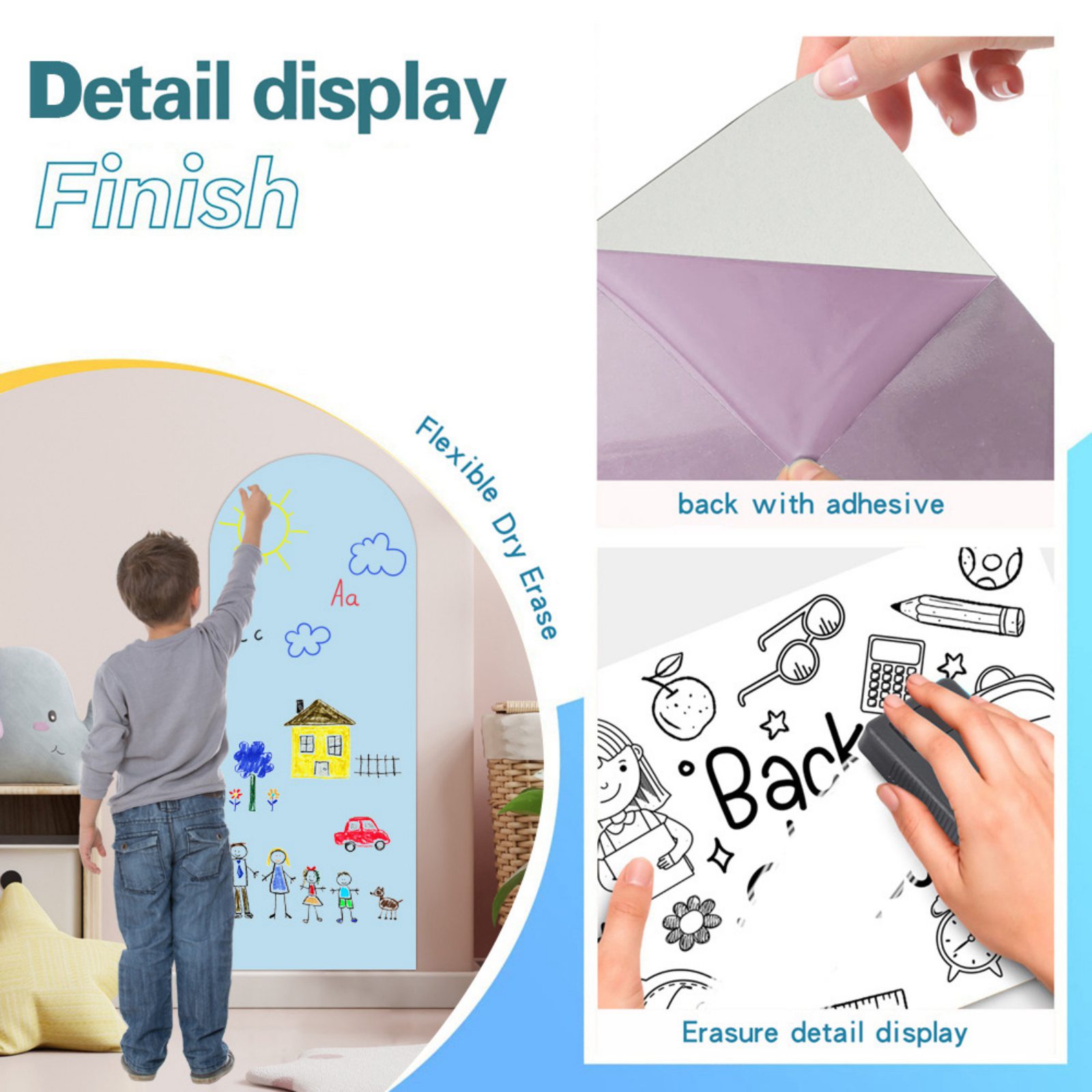 Magnetic Chalkboard Wall Arch Decal 40"x16" Contact Paper Peel and Stick for Walls Self Adhesive Magnetic Wall Board Sticker for Kid Black Chalk Board Wallpaper Roll