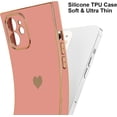 thumbnail image 5 of Compatible with iPhone 12 Case  Cute Plating Gold Luxury Love Heart Phone Case for Women Girls Shockproof Raised Full Camera Lens Protection Bumper Cover for iPhone 12, Pink, 5 of 14