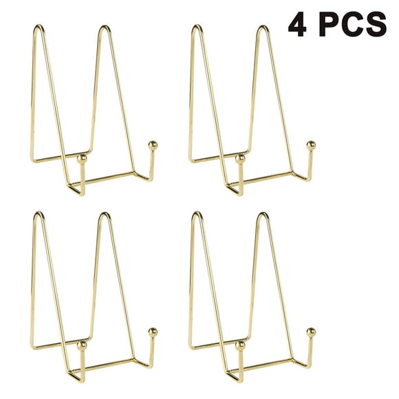 4pcs Plate Stands for Display Plate Holder Display Stand Metal Frame Holder Stand for Picture, Decorative Plate, Book, Photo Easel