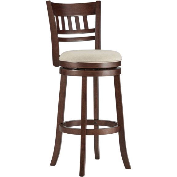 Weston Home Vertical Design Swivel Dark Cherry Finish Wood Bar Height Stool, Multiple Colors