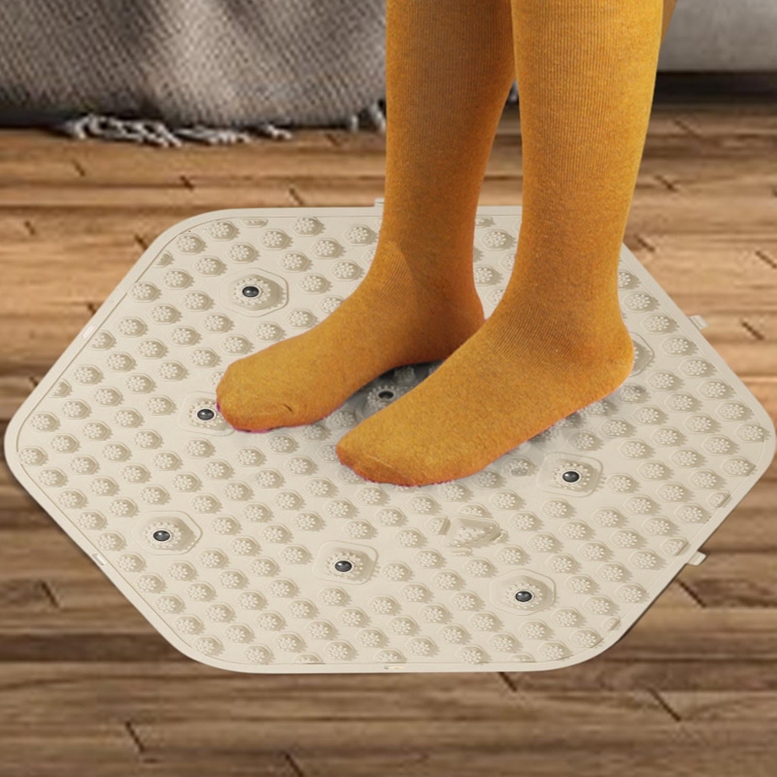 Serenable Foot Massager Mat Massage Pad Portable Relaxing Folding Foot Press Pad for Bedroom Gym Office Dorm Household white