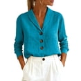 thumbnail image 2 of Conairie Women Linen Shirts Solid Regular Fit Collar Long Sleeve Button Down Shirt Comfortable Beach Vacation Clothes Summer 2026 Sky Blue L, 2 of 4