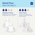 thumbnail image 4 of MAM Bottle Nipples Mixed Flow Pack - Medium Flow Nipple Level 2 and Fast Flow Nipple Level 3, for Newborns and Older, SkinSoft Silicone Nipples for Baby Bottles, Fits All MAM Bottles, 4 Pack, 4 of 6