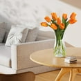 thumbnail image 5 of 10PCS Faux Flowers with Vase, Faux Silk Tulip Flower Artificial Flowers Bouquet in Glass Vase, Faux Flower Arrangement with Vase for Home Office Decoration, Dining Table Centerpiece Fake Tulips, 5 of 5
