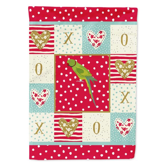 Carolines Treasures CK5525CHF Ring-Necked Parakeet Love Flag Canvas House Size Large multicolor