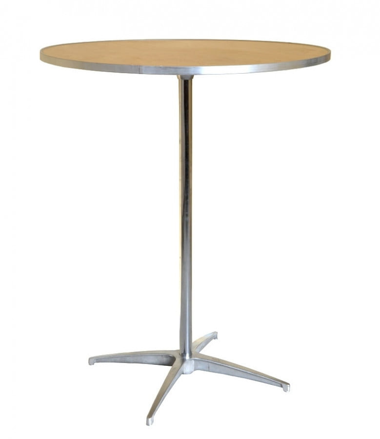 36” Diameter Round Pub Table Bar Tall Cocktail Table Wood Top with Iron Leg Base 