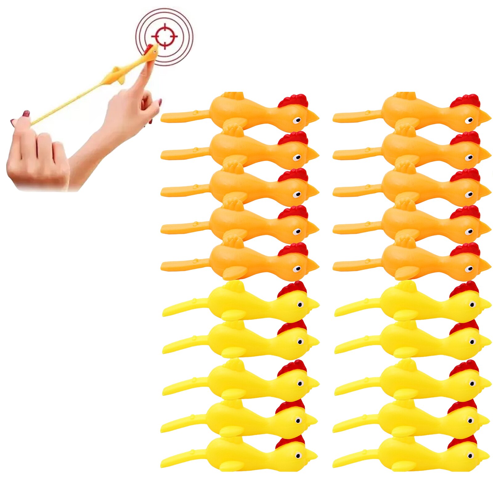 20 Pieces Sling Shot Chicken Catapult Toy, Flying Chicken Toy, Stretchy
