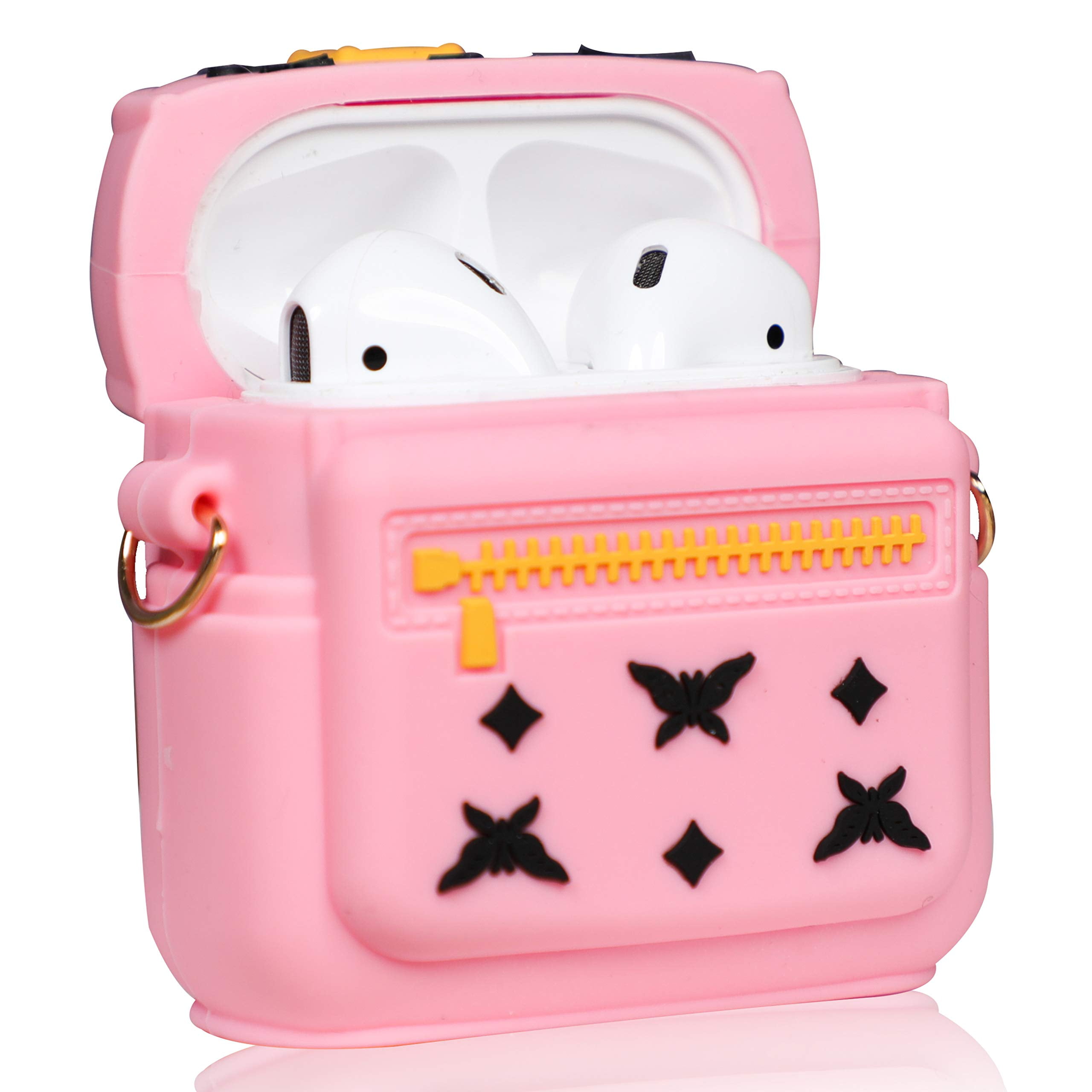 Jowhep Case for Airpod 2/1 Cartoon Design Cute Silicone Cover with Keychain Fashion Funny Shockproof Soft Protective Skin for Air Pods Girls Kids