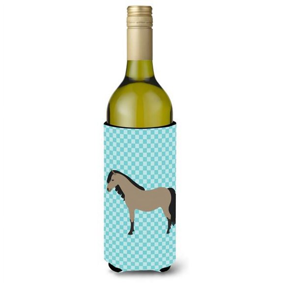 Carolines Treasures BB8084LITERK Welsh Pony Horse Blue Check Wine Bottle Beverge Insulator Hugger