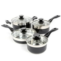 Oster 91335.08 Cramerton 8-Piece Cookware Set, Black