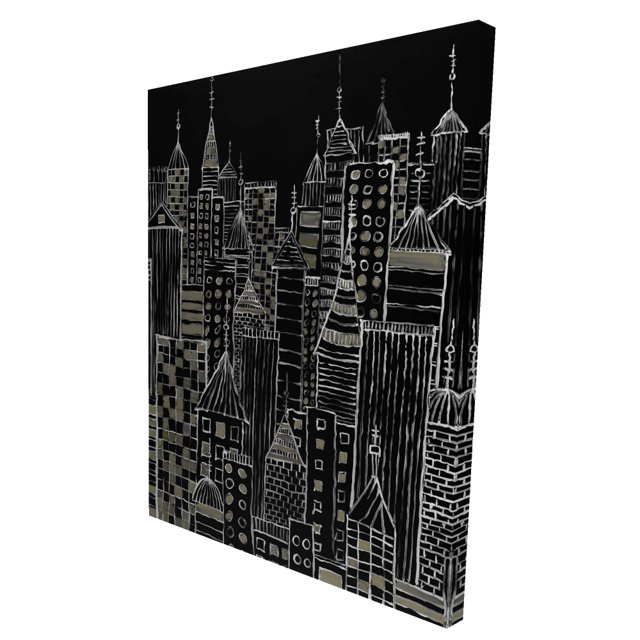 Tours de Ville Illustratives - Toile 36"x48 Pouces - Impression à la Demande