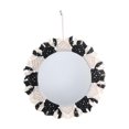 thumbnail image 1 of Espejo de pared colgante de macramé, elegante espejo decorativo redondo hecho a mano para la entrada, Blanco y negro, 1 of 9