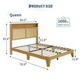 thumbnail image 2 of Rattan Bed Frame with LED Lights, Boho Wood Bed Frame with Storage Headboard & Charging Station, Silent Slats, No Box Spring Needed, 2 of 9