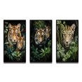 thumbnail image 2 of Designart "Tigers In Asian Painting IX" Asian Framed Wall Art Set Of 3 - Green Asian Art Frame Gallery Set For Office Decor, 2 of 6
