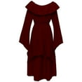 thumbnail image 4 of Ashirexll 1800s Dress for Women, Semi Formal Dresses Casual Wide Round Neck Long Sleeve Vintage Long Dress Wine XL, 4 of 4