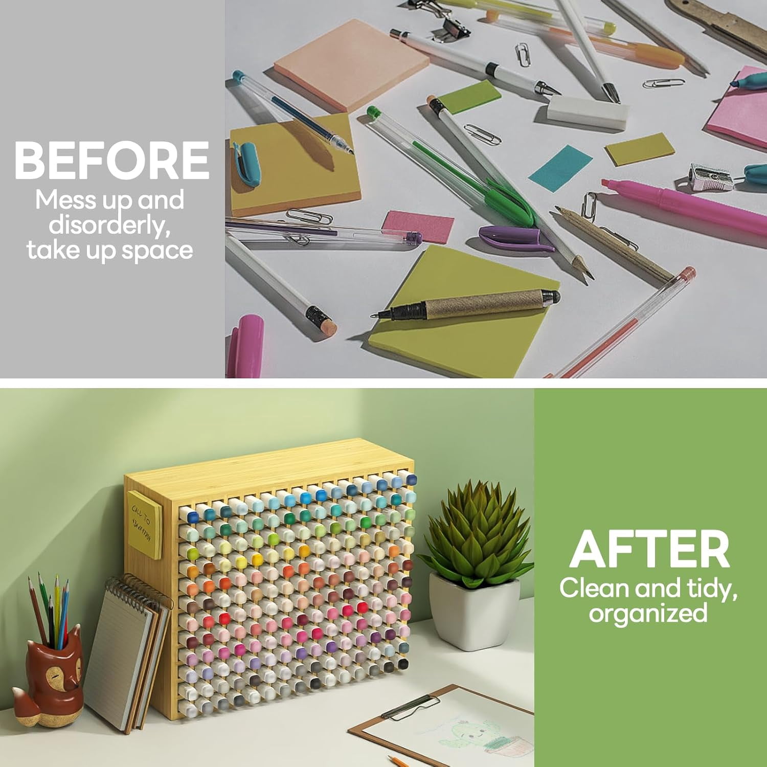 180 Slots  Marker Storage Organizer for Office Desk, Assembled Pen Holder  with Stackable Design