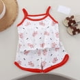 thumbnail image 2 of NIEWTR Kids Girls Summer Pajamas 3T 4T 5T Toddler Flutter Sleeve Graphic Neck Sleeveless Top Matching Solid Shorts 2PCs Soft Pjs Loungewear(A-Watermelon Red,4-5 Years), 2 of 6