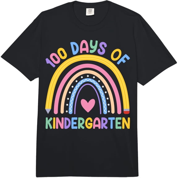 100 Days of Kindergarten - Boho Rainbow Kindergarten Teacher Adult Heavyweight Adult T-shirt