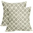 thumbnail image 2 of 18x18 Linen Pillow Covers - Decorative Floral Block Print Throw Cushion Cases for Couch Sofa Accent Home Decor, 1Pc, 2 of 5