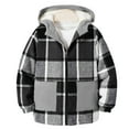 thumbnail image 4 of Jinhomg Kids Fleece Lined Hoodie Jacket Toddler Boys Girls Full Zip Hooded Plaid Sherpa Sweatshirt Winter Warm Flannel Shirt Jackets, 4 of 6