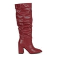thumbnail image 2 of Women Chunky Block Heel Pointy Toe Ruched Shaft Knee High Boot 19343, 2 of 6