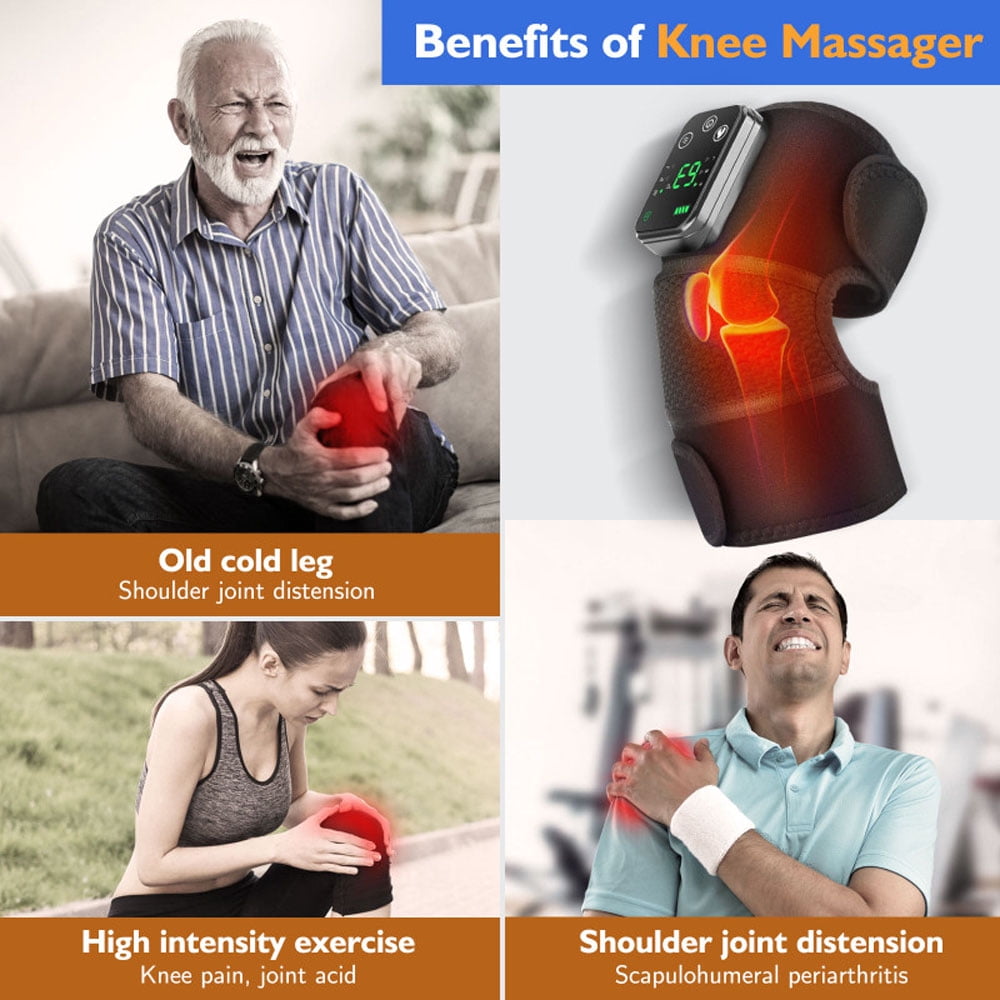 Hiroke Heated Knee Massager Rechargeable Heated Knee Brace, Leg Shoulder Pain Relief for Women Men