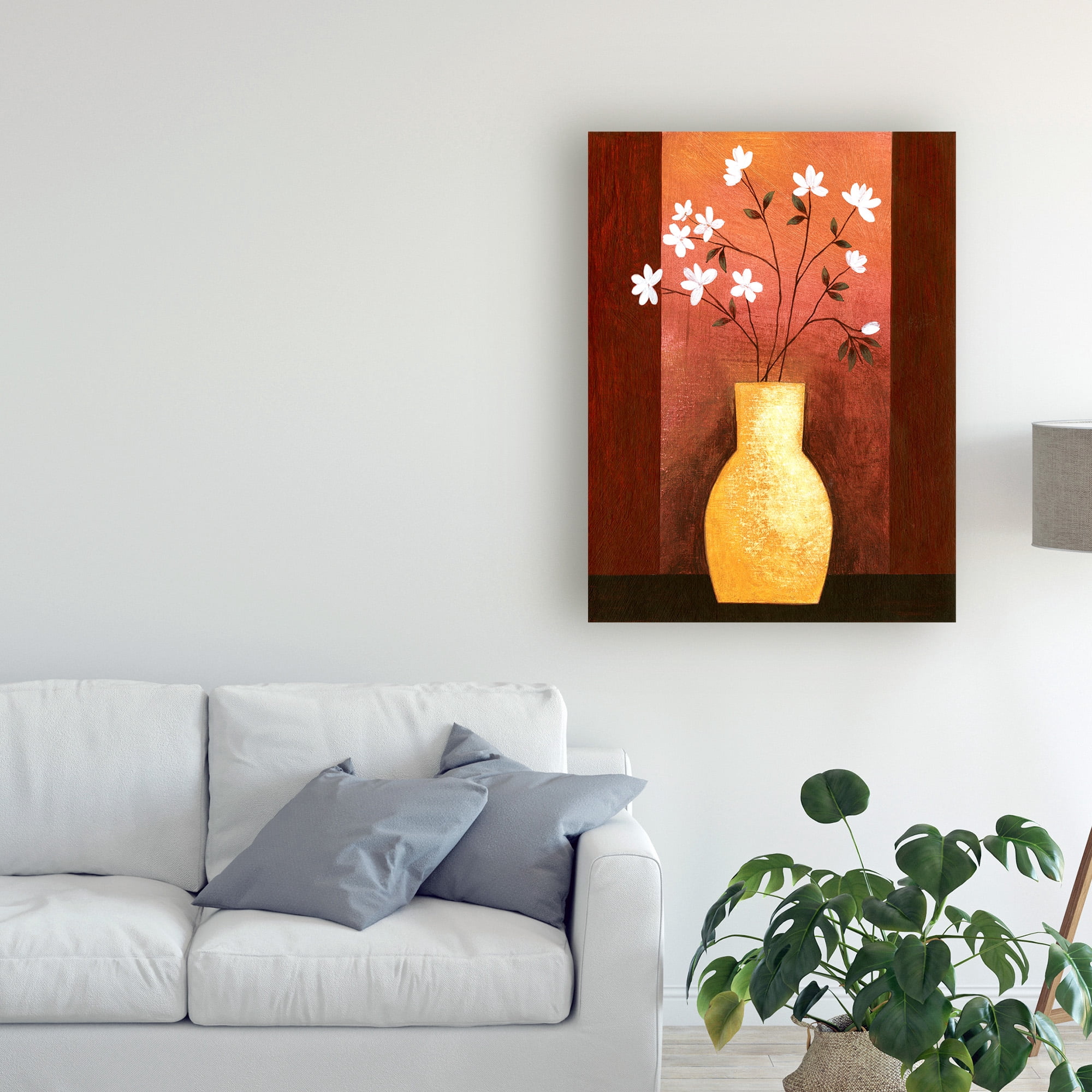 Trademark Fine Art 'Jug Floor Vase On Burgundy' Canvas Art by Pablo Esteban