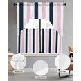 thumbnail image 3 of Pink Navy Blue Striped Kitchen Curtains Sets 36 Inch Length with Valance, Farmhouse Stripe Art Swag Valances and Tiers Curtain Set Drapes Swag Curtains for Living Room, Bathroom, Bedroom, Cafe, 3 of 6