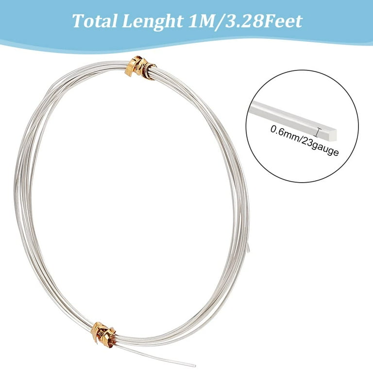 22 Gauge 925 Sterling Silver Flat Wire, Feet Square Dead