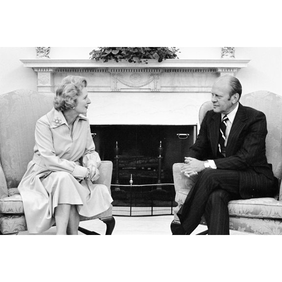 24x36 gallery poster, Margaret Thatcher With President Ford in the Oval Office, 1975