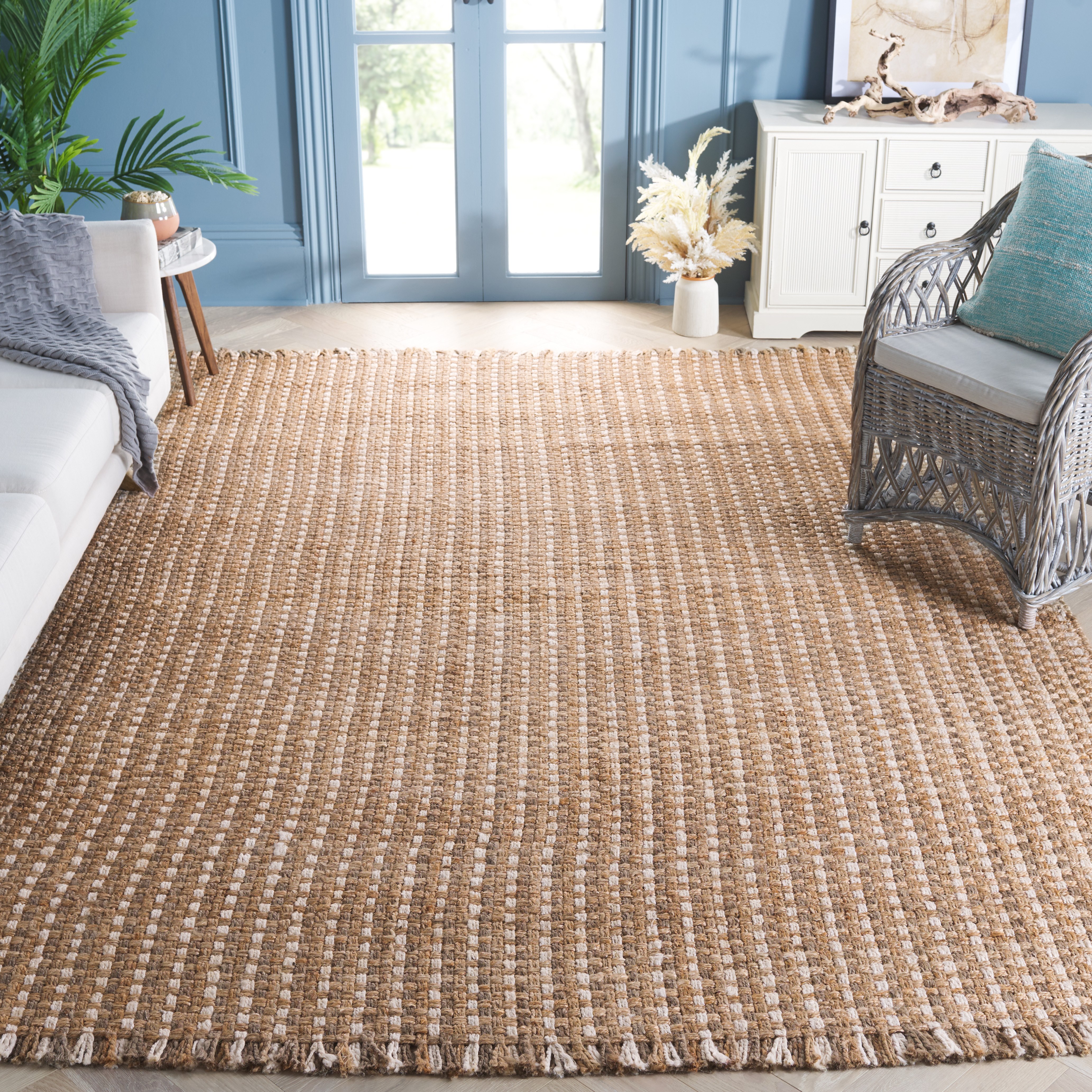 SAFAVIEH Natural Fiber Salome Striped Area Rug, Natural/Bleach, 8' x 10'