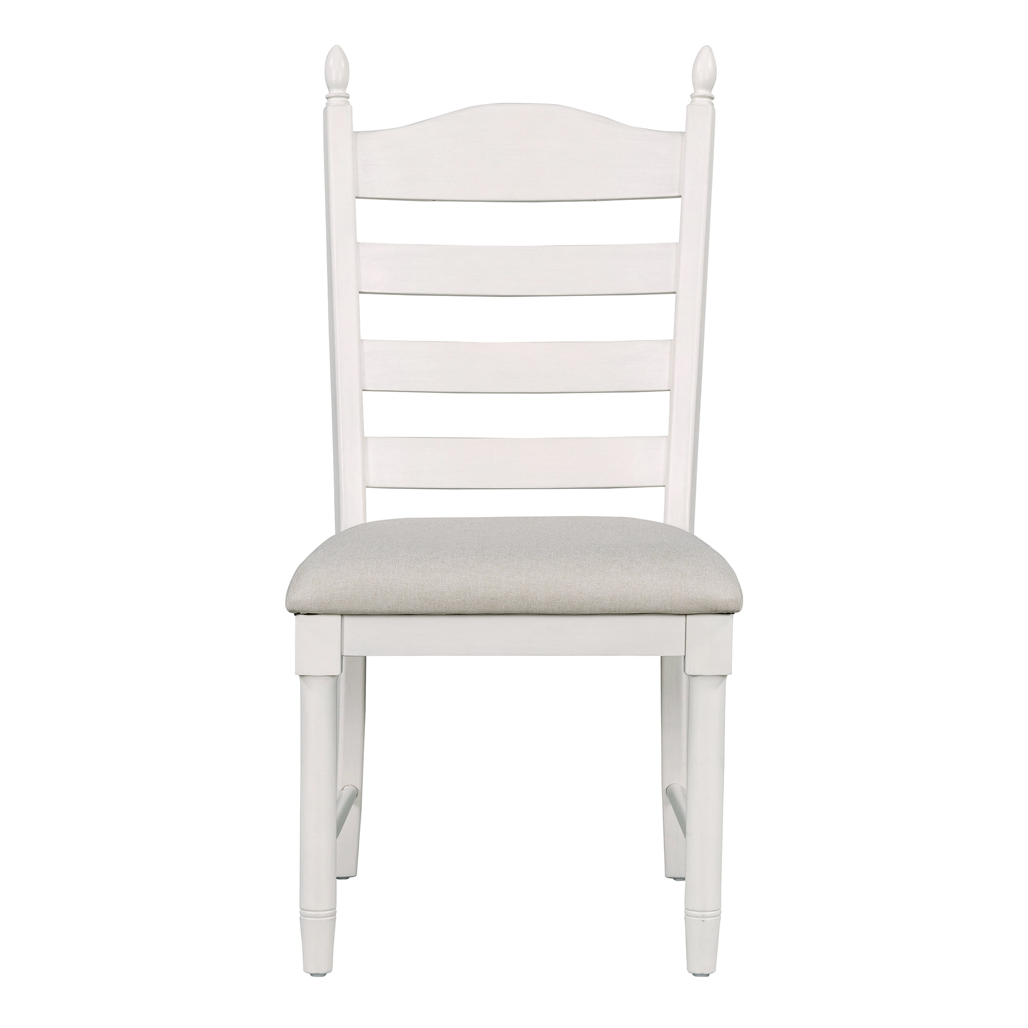 MAYEERTY 5-Piece Retro Functional Dining Table Set Wood Round Extendable Dining Table and 4 Upholstered Dining Chairs (Off White)