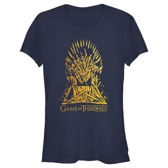 Junior's Game of Thrones Yellow Iron Throne Graphic Tee Navy Blue X Large