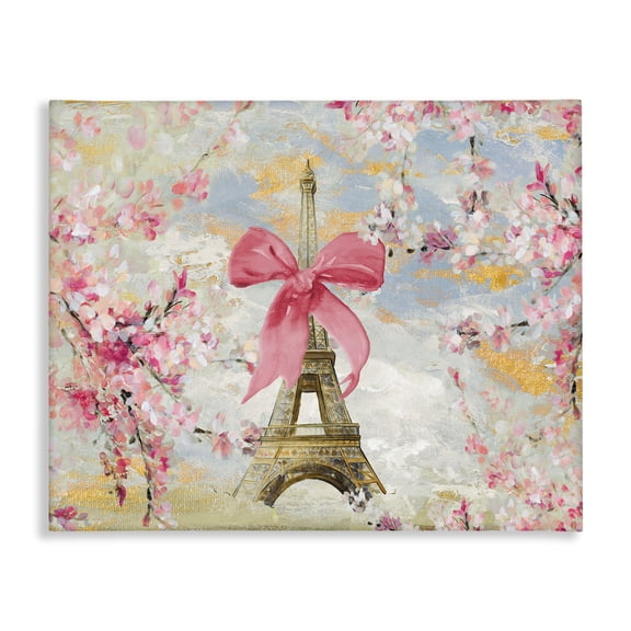 Stupell Industries Shabby Chic Eiffel Tower on Cherry Blossoms Canvas Art, 20 x 16, by Lanie Loreth