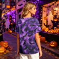 thumbnail image 7 of Womens Halloween Shirts Skeleton Ghost Loose Fit Henley Fall Blouse Castle Print Short Sleeve Casual Horror T-Shirt S, 7 of 7
