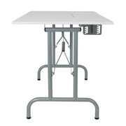 Sew Ready Foldaway Multipurpose Sewing Table with Adjustable Platform in Silver/White
