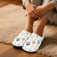 thumbnail image 3 of Chririnla Paw Print Bone Pattern Relaxing Slippers Soft Plush Fuzzy Comfy Non Slip Indoor Outdoor House Shoes Warm Cozy Memory Foam Sole Lightweight Comfy, 3 of 7