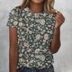 thumbnail image 1 of Fiudx Ofertas de La Semana Mujer Verano Ocio Moda Estampado de Flores Cuello Redondo Manga Corta Top/Camisa, 1 of 4
