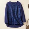 thumbnail image 3 of Women's Lace Embroidery Long Sleeve Loose Linen T-Shirt, V-Neck, Solid Color, Comfortable & Stylish, Various Sizes, 3 of 6
