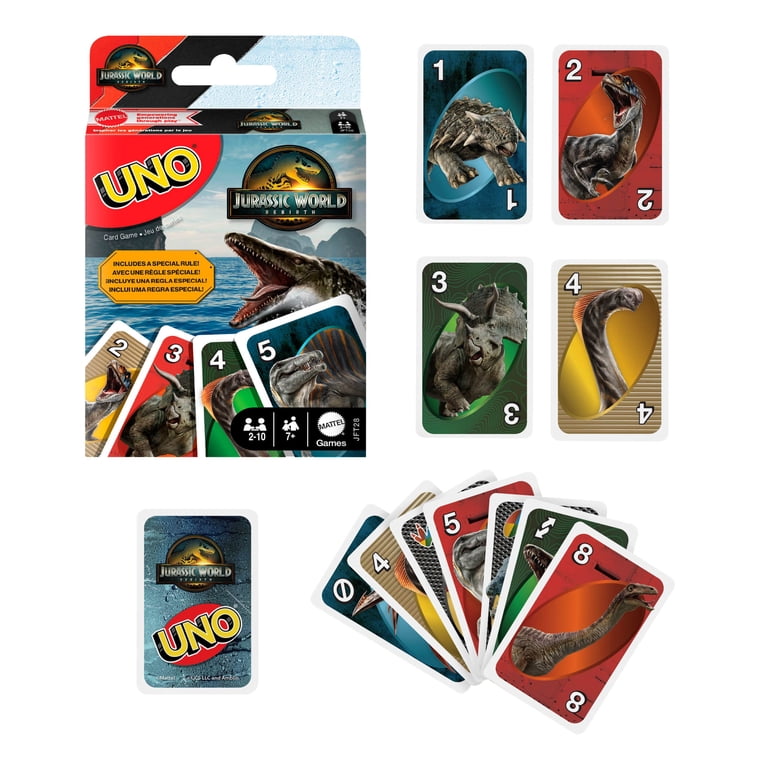 UNO Jurassic World Rebirth Card Game for Kids, Family & Adult Game