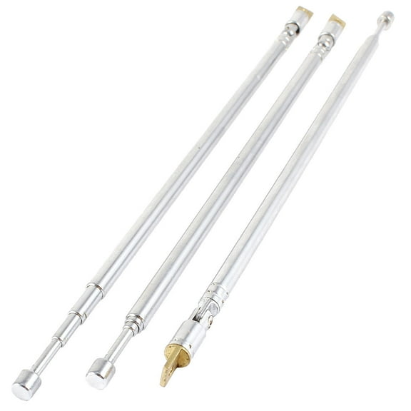 Unique Bargains 3 Pcs 63cm 24.8' 4 Section Telescopic Aerial AM FM Radio Universal Antenna