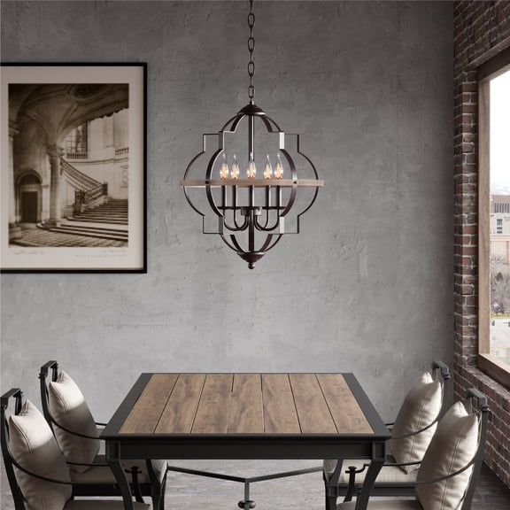 WAMPAT Industrial Pendant Lighting Fixture, Flexible Chandelier Hanging ，5 Light Ceiling Lamp